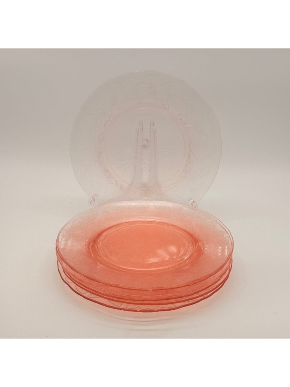 Macbeth-Evans Dogwood Pink Depression Glass Luncheon Plates 8" Floral Scalloped